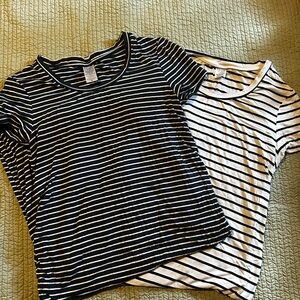 Maternity Striped T-Shirt dresses - Navy and White/ White and Black